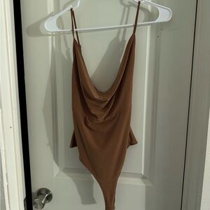 Elegant Brown Women's Drape Top